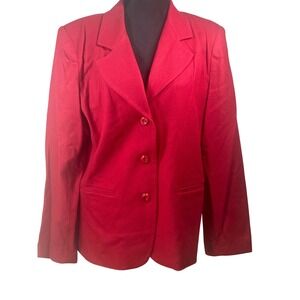 Sag Harbor Red 100% Wool 3-Button Blazer Jacket vintage dark academia preppy